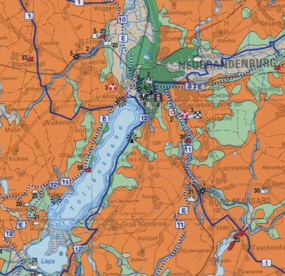Ausschnitt aus der Geotouristikkarte des Geoparks Mecklenburgische Eiszeitlandschaft